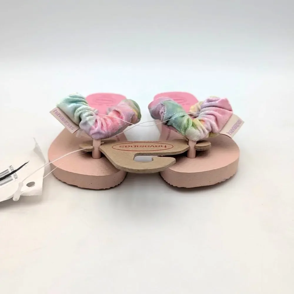 Havaianas Fluffy Flip Flop Thong Sandals Kids Ballet Rose Size US9C EU25/26